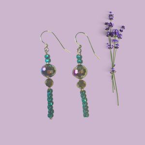 Handcrafted  Dangle Beaded Earrings on Sterling 925 Hooks